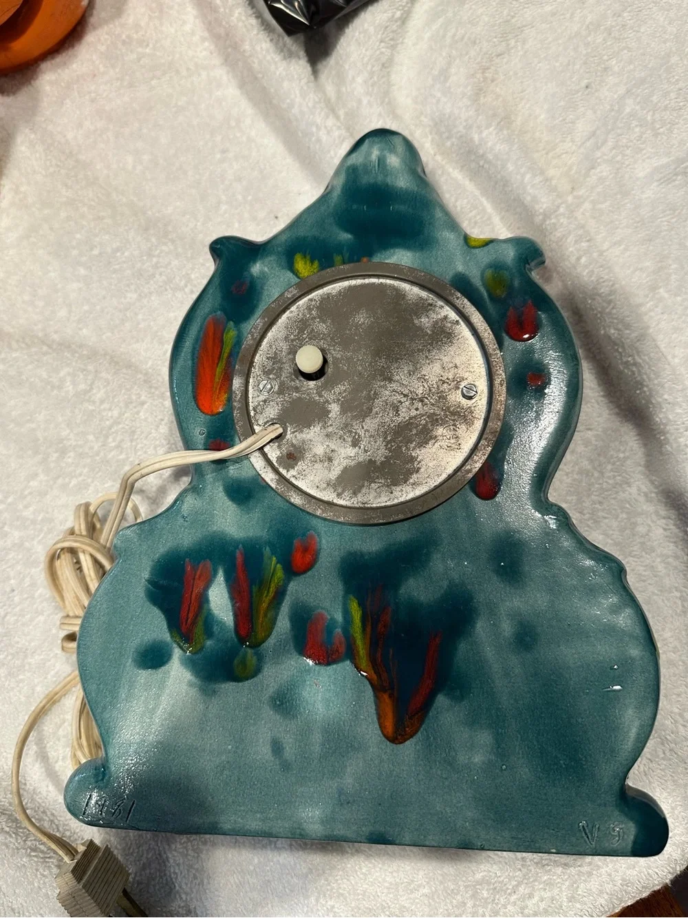Multicolor Teal Ceramic Mantel Clock with Roman Dial